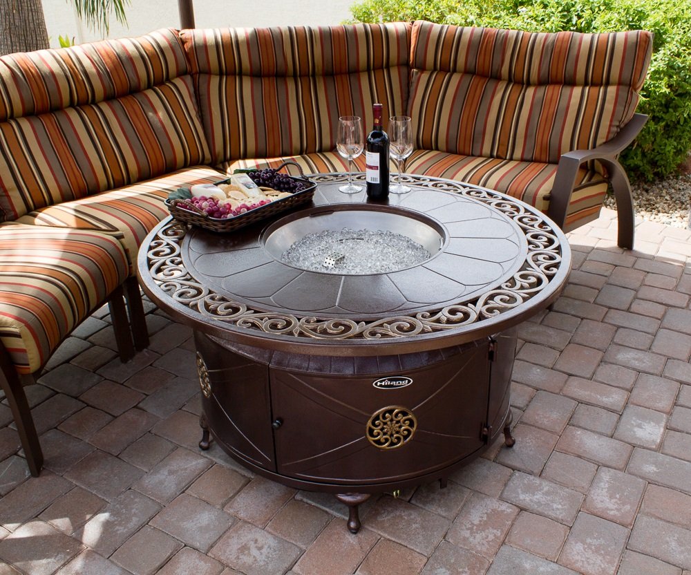 Hiland HIL-FP-1201 Fire Pit Propane, Round, Bronze