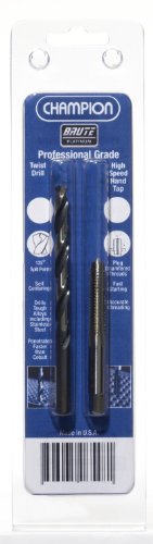 Champion 06546 308-1/4-20P/XL5-7 Combination HSS 308-1/4-20 Plug Tap and XL5-7 HSS Drill with 135-Degree Split Point, Brute Platinum