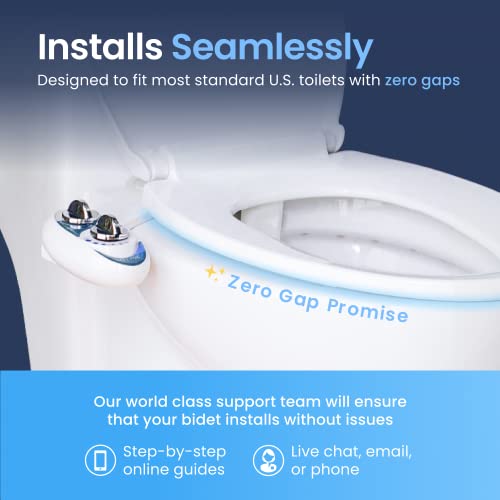 LUXE Bidet NEO 120 - Self-Cleaning Nozzle, Fresh Water Non-Electric Bidet Attachment for Toilet Seat, Adjustable Water Pressure, Rear Wash (Blue)