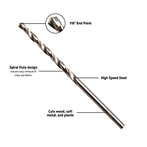 Century Drill & Tool 11431 Wire Gauge Drill Bit, No. 31, Premium High-Speed Steel, Precision Ground Tips, Use in Metal, Wood, and Plastic, Drill Exact Size Holes, Ideal for Tapping