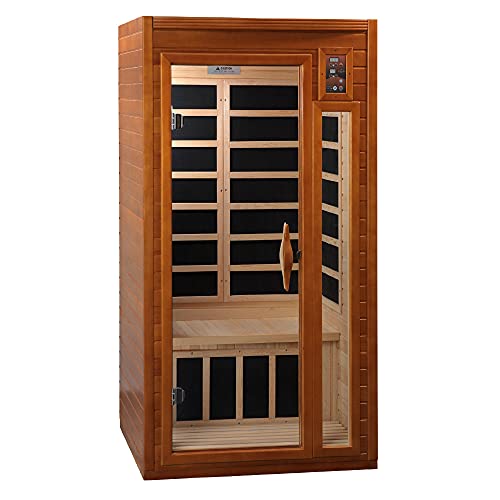 Dynamic Barcelona 1 to 2 Person Hemlock Wood Low EMF FAR Infrared Sauna For Home with LED Control Panel and Tempered Glass Door - Curbside Delivery