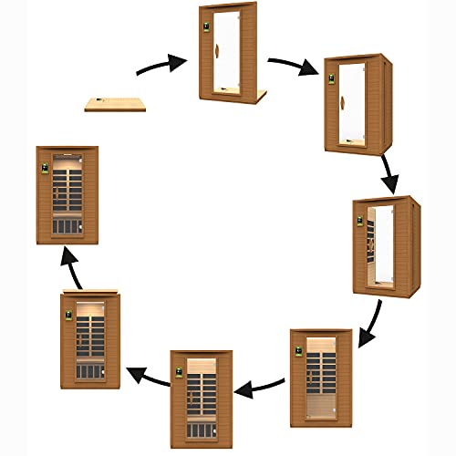 Dynamic Barcelona 1 to 2 Person Hemlock Wood Low EMF FAR Infrared Sauna For Home with LED Control Panel and Tempered Glass Door - Curbside Delivery