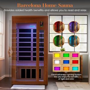 Dynamic Barcelona 1 to 2 Person Hemlock Wood Low EMF FAR Infrared Sauna For Home with LED Control Panel and Tempered Glass Door - Curbside Delivery