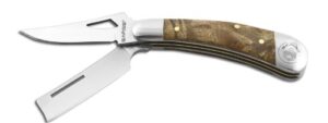 sarge knives - 3 2 bladed fold knife w/burl wood handle (sk-403)