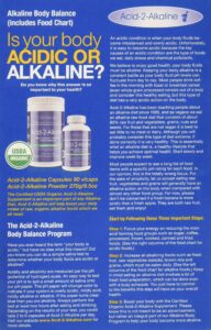 alkaline body balance informational 12-page booklet with food chart and free ph test strip