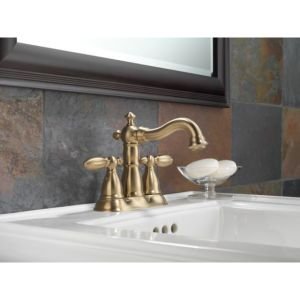 Delta Faucet Victorian Bronze Bathroom Faucet, Centerset Bathroom Faucet, Diamond Seal Technology, Metal Drain Assembly, Venetian Bronze 2555-RBMPU-DST