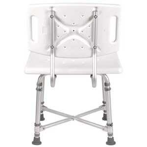 DMI Shower Chair Bath Seat for Tub or Shower Bench for Inside Shower, Made of Aluminum with Plastic Seat, FSA and HSA Eligible, Adjustable Height, Holds Weight Up to 500 Pounds, Bath Chair, White