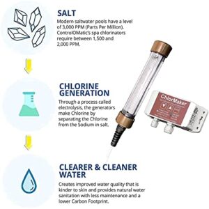 ControlOMatic ChlorMaker Saltwater Chlorine Generation System for Spas and Hot Tubs Up to 2000 Gallons