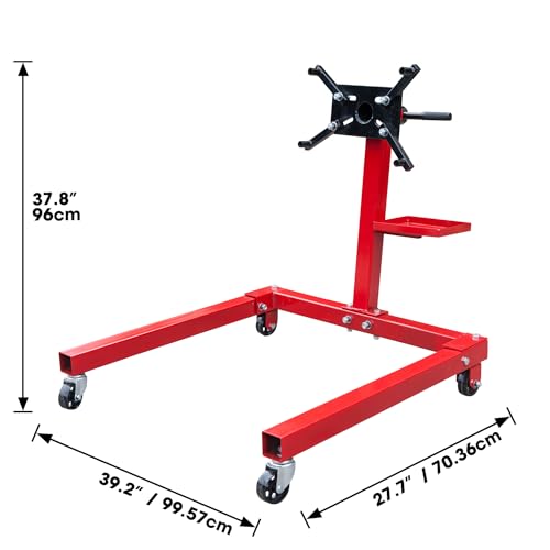 BIG RED T25671 Torin Steel Rotating Engine Stand with 360 Degree Rotating Head and Tool Storage Tray: 5/8 Ton (1,250 lb) Capacity, Red
