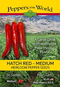 hatch red chile medium 30 seeds - sweet hatch flavor with some heat - non-gmo
