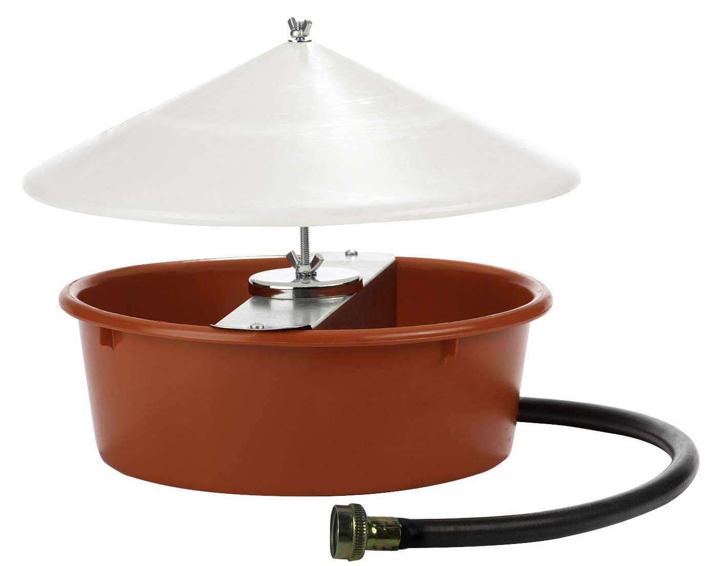 Little Giant Automatic Poultry Waterer with Cover (5 Quart) Heavy Duty Plastic Waterer Bowl with Hose Attachment (Item No. 166386)