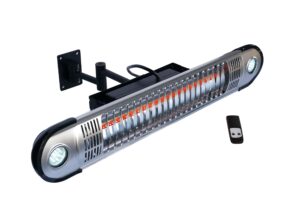 energ+ infrared electric outdoor heater - wall mounted with led & remote, silver (hea-21533)