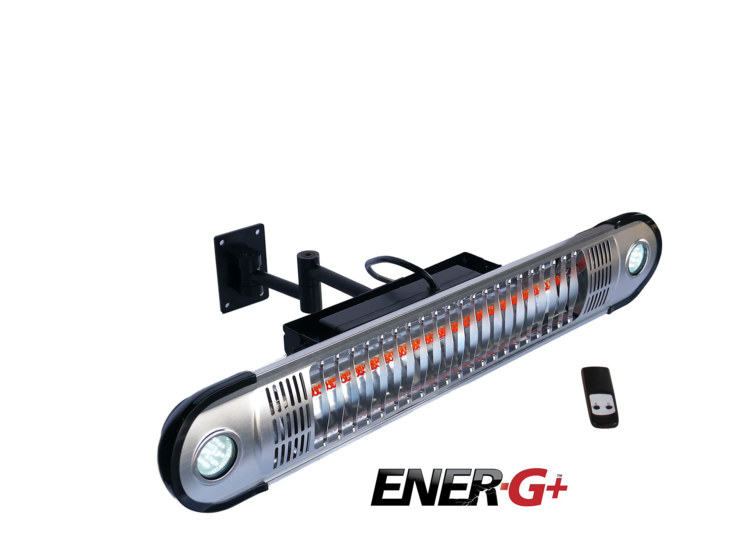 EnerG+ Infrared Electric Outdoor Heater - Wall Mounted with LED & Remote, Silver (HEA-21533)