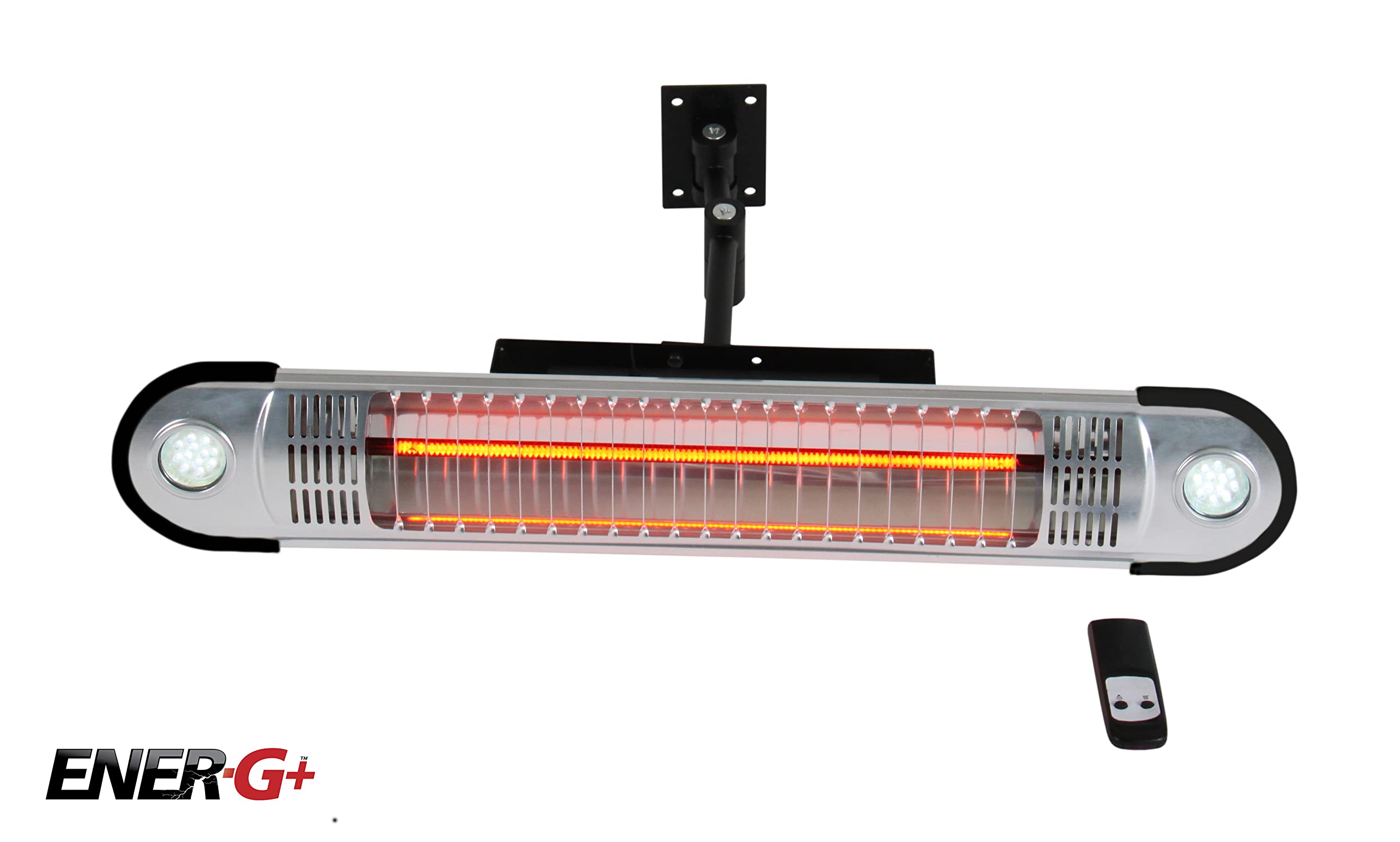 EnerG+ Infrared Electric Outdoor Heater - Wall Mounted with LED & Remote, Silver (HEA-21533)