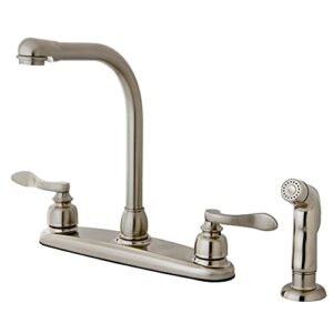 kingston brass kb8758nflsp nuwave french 8" high arch kitchen faucet with sprayer, brushed nickel