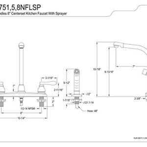 Kingston Brass KB8758NFLSP NuWave French 8" High Arch Kitchen Faucet with Sprayer, Brushed Nickel