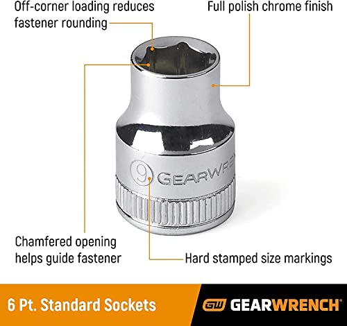 GEARWRENCH 47 Pc. 1/4" Drive 6 Pt. Socket Set, Standard & Deep, SAE/Metric - 80314D