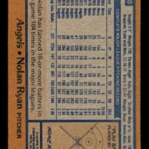 1978 Topps Baseball Card #400 Nolan Ryan