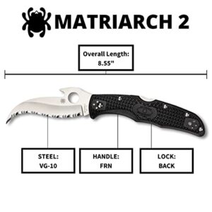 Spyderco Matriarch 2 Lightweight Knife with Emerson Opener and 3.57" VG-10 Steel Reverse S Blade - SpyderEdge - C12SBK2W