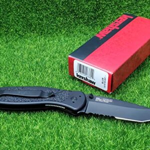 KERSHAW Black Tanto 40% Serrated Blur w/Black Anodized Aluminum Handle