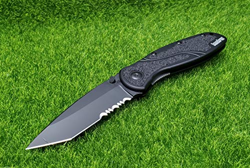 KERSHAW Black Tanto 40% Serrated Blur w/Black Anodized Aluminum Handle