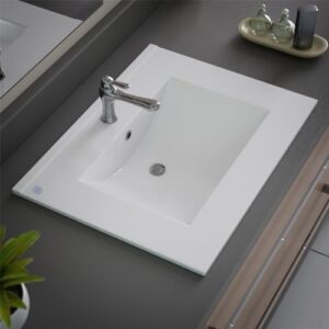 Renovators Supply Manufacturing Luke 24" Drop-in Self-Rimming Rectangular Bathroom Sink in White with Overflow