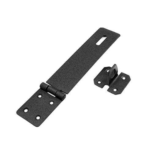 Renovators Supply Manufacturing Door Lock Latch 6 1/4  in. Black Wrought Iron Hasp Latch Garage Barn Door Lock with Mounting Hardware