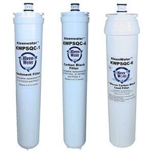 kleenwater replacement water filters, compatible with whirlpool wsc300yw and 3m water factory fm-3 dws 350 cartridge set 47-55711g2, 47-55707g2, 47-55711cm and 47-55707cm