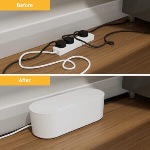D-Line Cable Tidy Box | Hide and Conceal Extension Blocks and Electrical Cables from TVs, Computers, Gaming Consoles & PCs | Cable Management Made from a Robust Electrically-Safe ABS Material | Small, White
