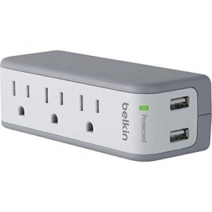 belkin, blkbst300bg, 3-outlet mini surge protector with usb ports (2.1 amp), 1 each