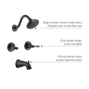 Design House 523472 Oakmont Classic Bath and Shower Trim with Single-Function Shower Head, 2-Handle Faucet and Valve for Bathroom, Oil Rubbed Bronze