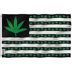 anley fly breeze 3x5 foot marijuana leaf usa polyester flag - vivid color and fade proof - canvas header and double stitched - us marijuana leaves flags with brass grommets 3 x 5 ft