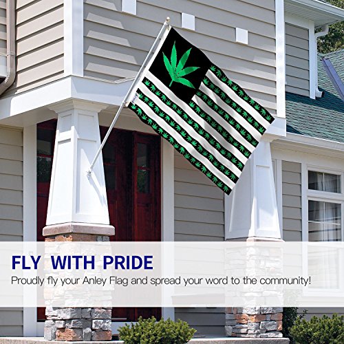 ANLEY Fly Breeze 3x5 Foot Marijuana Leaf USA Polyester Flag - Vivid Color and Fade proof - Canvas Header and Double Stitched - US Marijuana Leaves Flags with Brass Grommets 3 X 5 Ft