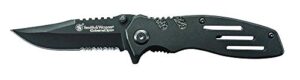 smith & wesson extreme ops swa24s 7.1in s.s. folding knife with 3.1in serrated clip point blade and aluminum handle for outdoor, tactical, survival and edc,black