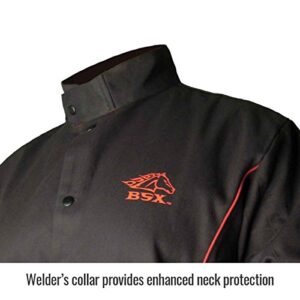 Revco BSX B9C 9oz. Black/Red Cotton Welding Jacket, Flame Resistant 2X