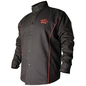 revco bsx b9c 9oz. black/red cotton welding jacket, flame resistant x-