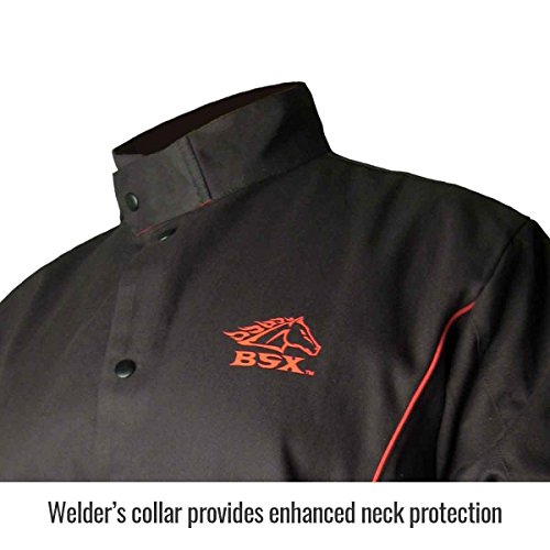 Revco BSX B9C 9oz. Black/Red Cotton Welding Jacket, Flame Resistant X-