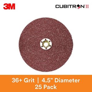 3M Cubitron II Fibre Disc 982C - 36+ Grit Metal Grinding Disc - Ceramic Precision Shaped Grain - For Angle Grinders - TN Quick Change - 4.5" diam. - Pack of 25