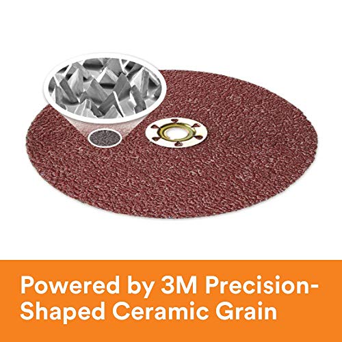 3M Cubitron II Fibre Disc 982C - 36+ Grit Metal Grinding Disc - Ceramic Precision Shaped Grain - For Angle Grinders - TN Quick Change - 4.5" diam. - Pack of 25