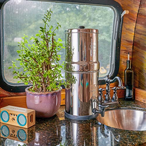 Travel Berkey Gravity-Fed Water Filter with 2 Black Berkey Elements + 2 Berkey PF-2 Fluoride and Arsenic Reduction Elements—Use at Home or Outdoors