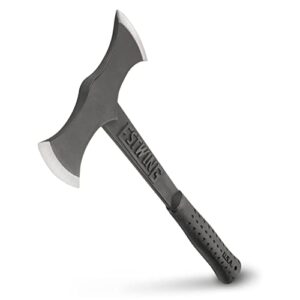 estwing double bit axe - 38 oz wood spitting tool with forged steel construction & shock reduction grip - ebdba