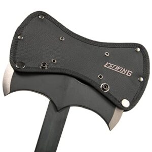 ESTWING Double Bit Axe - 38 oz Wood Spitting Tool with Forged Steel Construction & Shock Reduction Grip - EBDBA