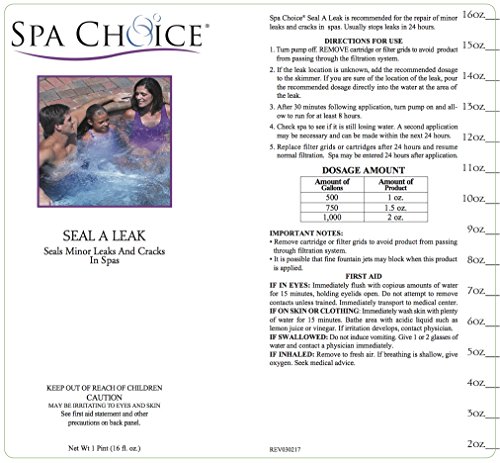 SpaChoice 472-3-5071 Seal a Leak Minor Cracks and Leaks Repairing Solution for Spas and Hot Tubs, 1-Pint