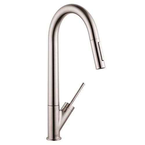 AXOR Starck Stainless Steel High Arc Kitchen Faucet, Kitchen Faucets with Pull Down Sprayer, Faucet for Kitchen Sink, Magnetic Docking Spray Head, Stainless Steel Optic 10821801