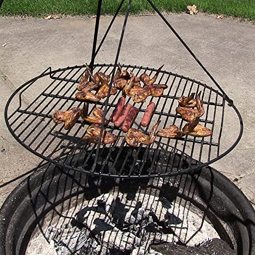 Sunnydaze Round Outdoor Fire Pit Cooking Grate - Heavy-Duty Black Steel Grilling Rack - 40-Inch