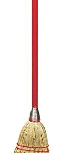 Flo-Pac Lobby Broom Corn Broom, Short Broom for Kitchen, Restaurants, Home, Corn, 34 Inches, Red