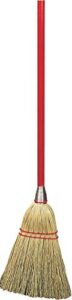 flo-pac lobby broom corn broom, short broom for kitchen, restaurants, home, corn, 34 inches, red
