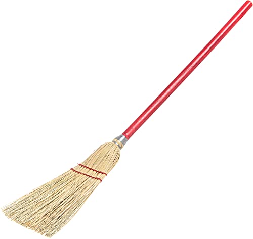 Flo-Pac Lobby Broom Corn Broom, Short Broom for Kitchen, Restaurants, Home, Corn, 34 Inches, Red