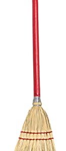 Flo-Pac Lobby Broom Corn Broom, Short Broom for Kitchen, Restaurants, Home, Corn, 34 Inches, Red