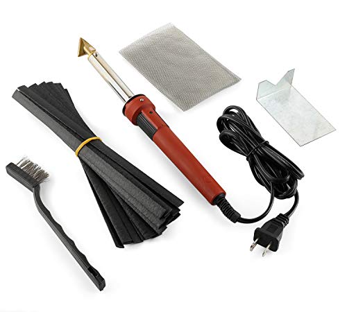 Plastic Welding Kit with Plastic Welder, Rods, Reinforcing Mesh, Hot Iron Stand, Wire Brush, 80 Watt, 120V - For DIY, Arts and Crafts, Car Bumper, Dashboard, Kayak, Canoe, Professional Surface Repair